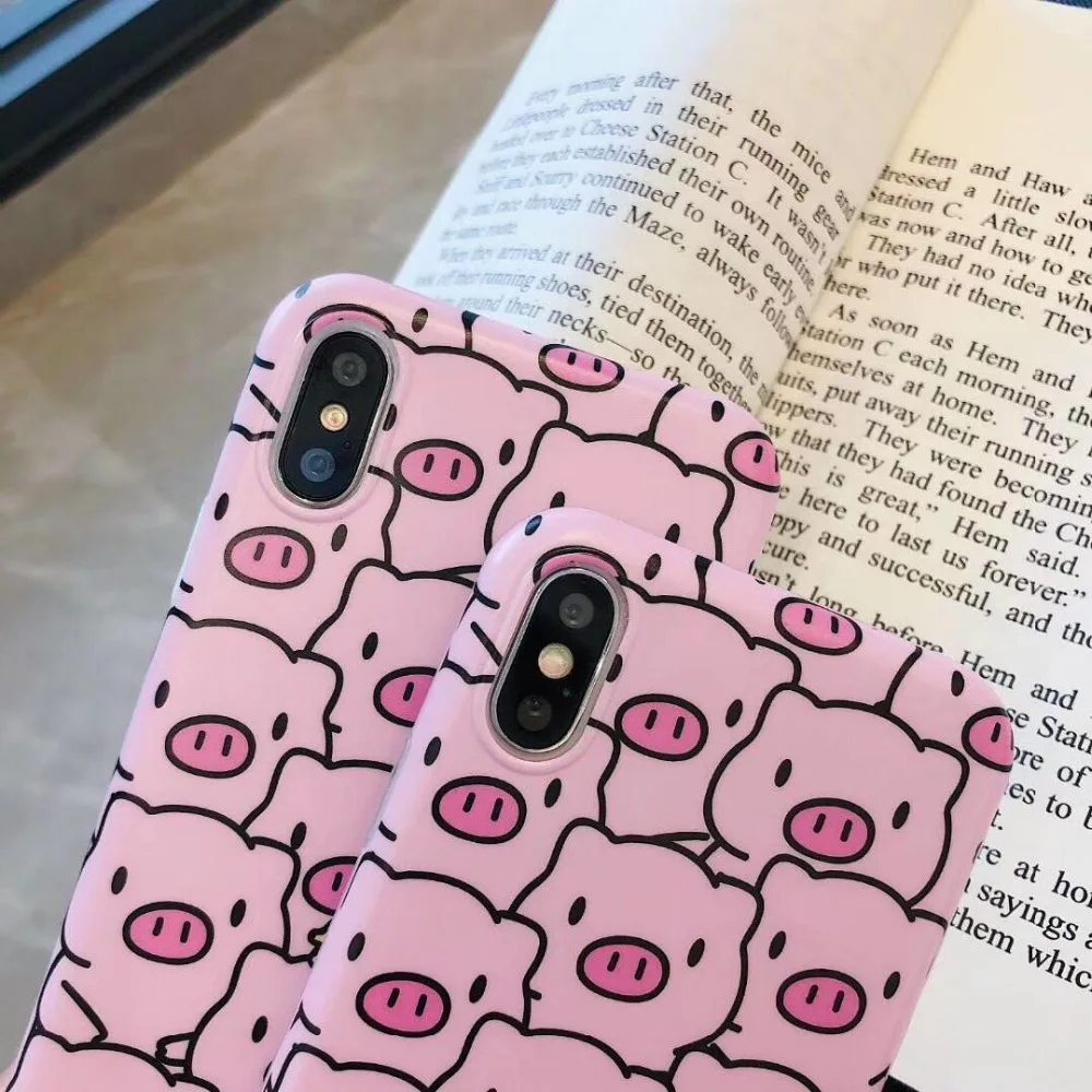 ORYKSZ Fashion Cartoon Pig Phone Case For iphone 6S X XS MAX XR 6 7 8 Plus Back Cover Luxury Cases Fruit Coque |