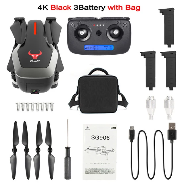 Black 3 Battery BAG ZLRC Beast SG906 5G gps Дрон 4K камера Ultra HD 1080P wifi FPV селфи складной 1080P RC Квадрокоптер RTF VS XS812 XS809HW SG106 - Цвет: Black 3 Battery BAG