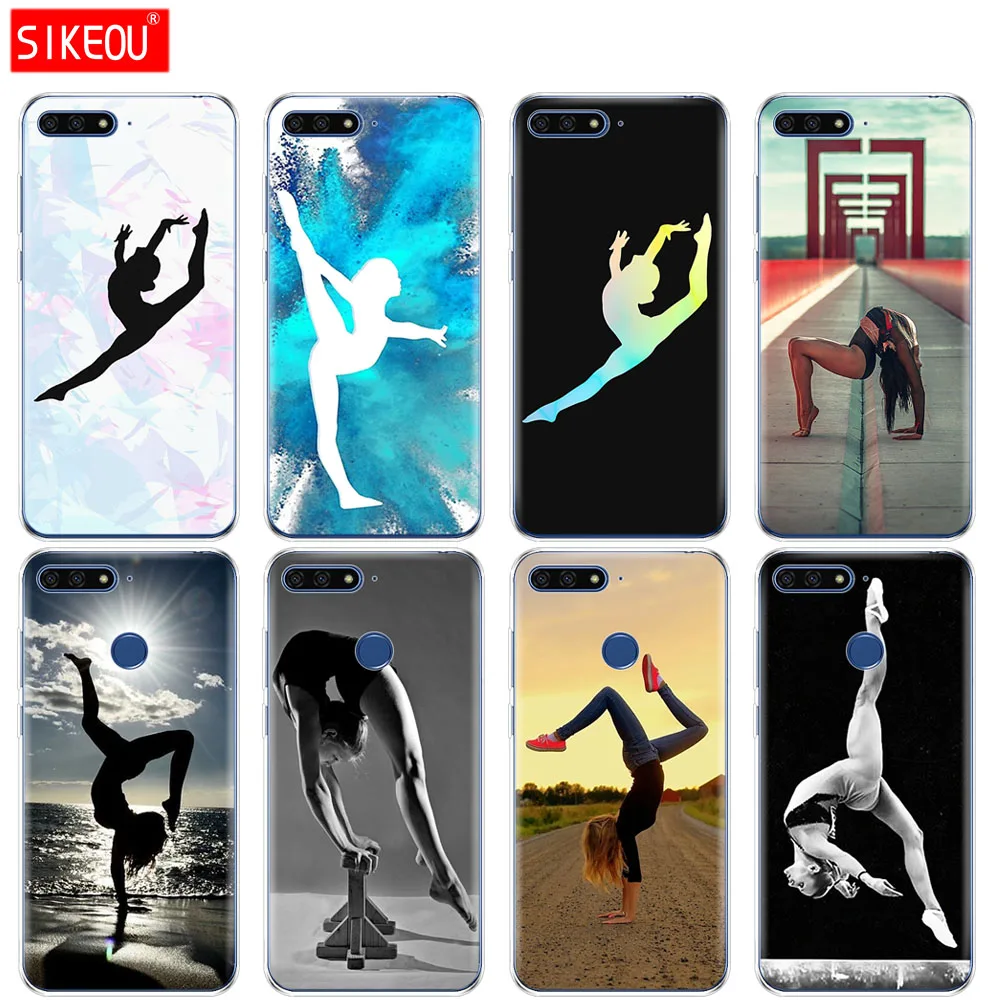Silicone Cover Phone Case For Huawei Honor 7A PRO 7C Y5 Y6 Y7 Y9 2017 2018 Prime gymnastics silhouette | Мобильные телефоны и