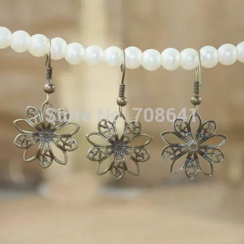 19mm Blank Cabochon Bases Filigree Flower Shape Clip Wire Hook Earrings Settings DIY Findings Multi-color Plated | Украшения и