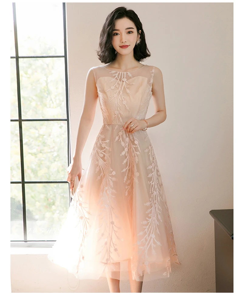 Женское кружевное платье Young Gee Элегантное летнее без рукавов с круглым вырезом и