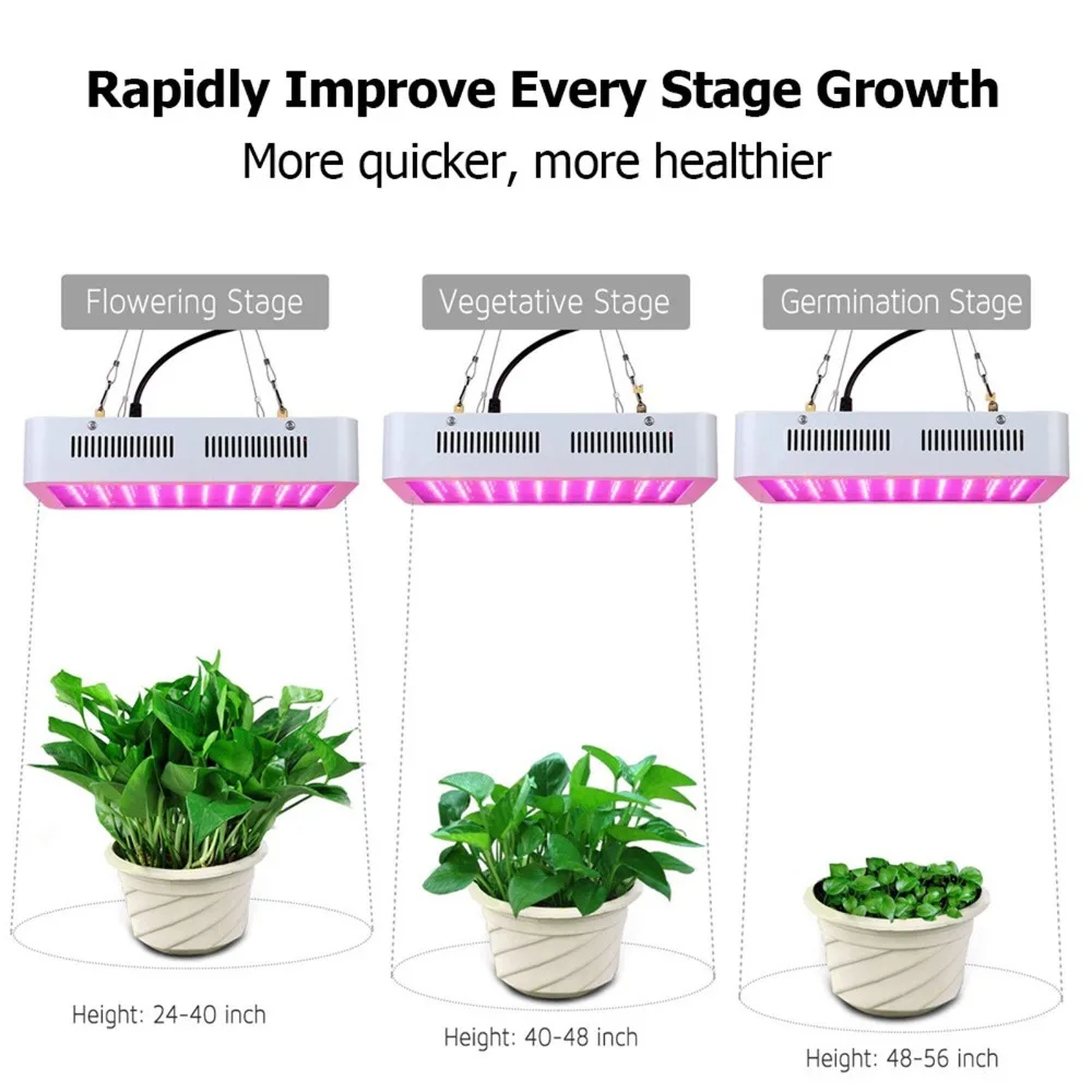 1000 Вт LED Grow Light полный спектр красный + синий белый УФ IR AC85 265v SMD5730 Светодиодные