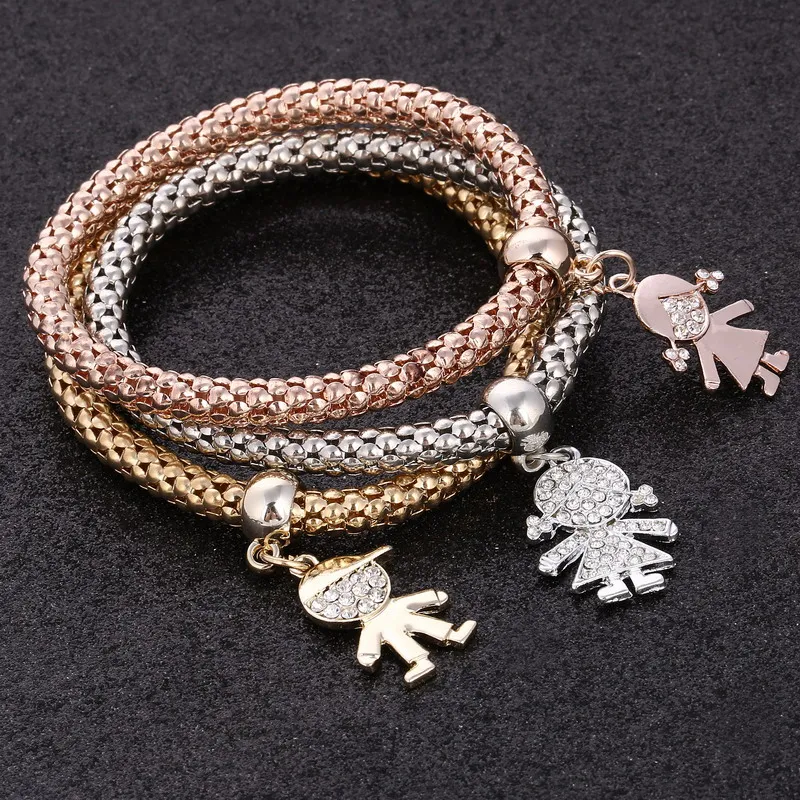 3 шт./лот очаровательные браслеты для женщин и девушек хрустальные из розового