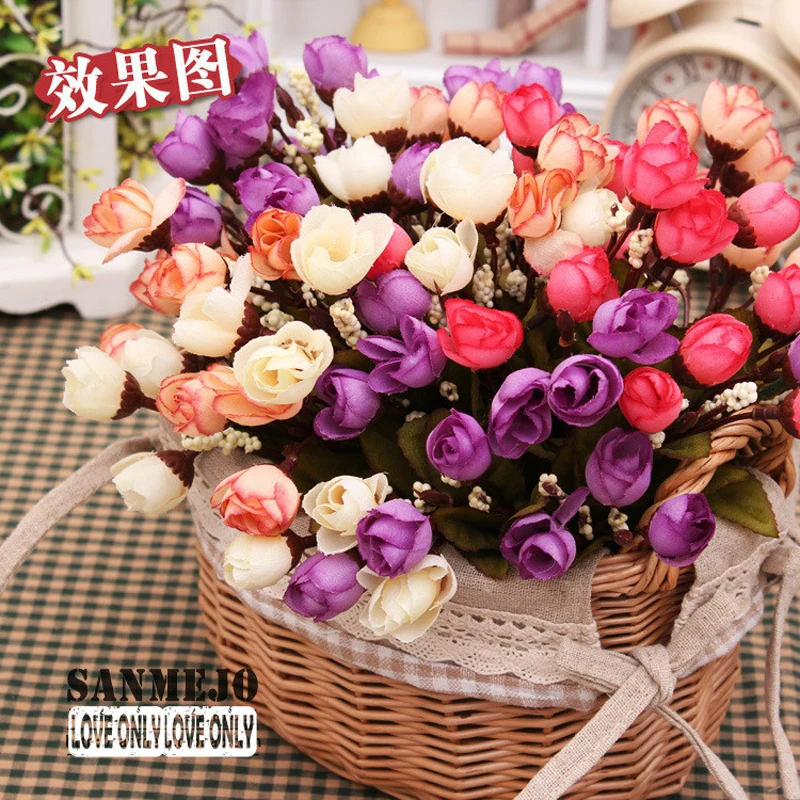 Миниатюрные розы искусственные цветы разные цвета для спальни кабинета