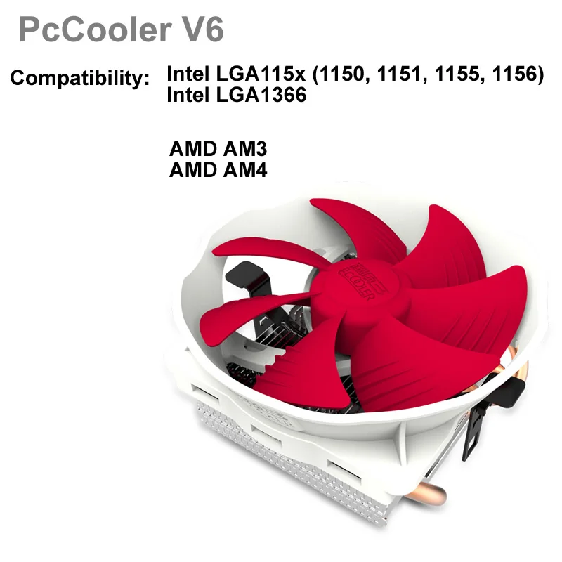 AMD 115X 1366 PcCooler Q127 V6 4pin ШИМ 12 см вентилятор 4 тепловых трубки охлаждения процессора для Intel LGA1151 1150 775 115X1366 2011 для компьютера AMD радиатор - Цвет лезвия: AMD 115X 1366