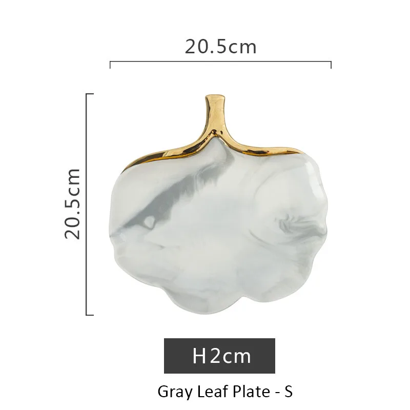 Gray Leaf Plate - S Глод мраморная керамическая тарелка блюдо суповая чаши для риса и супа салатная тарелка ювелирный лоток для хранения посуды Декоративная посуда - Цвет: Gray Leaf Plate - S