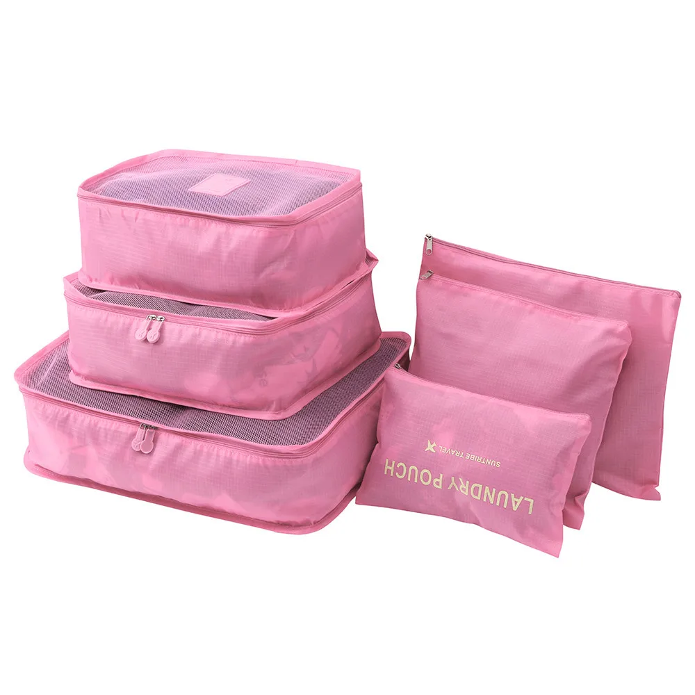 Pink 6 шт./компл. путешествия Комплект одежды Прачечная сумка для хранения секретных упаковка Чемодан Организатор сумка опрятный дорожный футляр Портативный хранения Чехол - Цвет: Pink