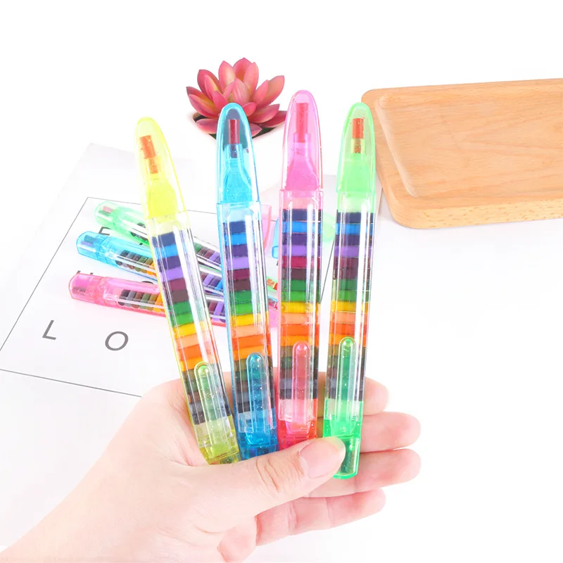20 Colors Non-Toxic wax Crayon Oil Paint Pen Cratons Stacker Pencils Drawing Pen Art Painting Gift for Children Kids Oil Pastel