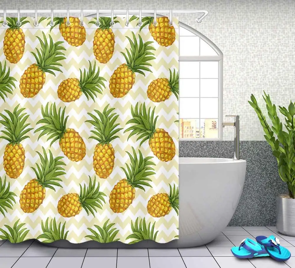 only curtain-5736 LB 72 ''12 крючков, водонепроницаемые тропические цветы и ананасы, занавески для душа, s набор, занавески для ванной комнаты, ткань для ванной, домашний декор - Цвет: only curtain-5736