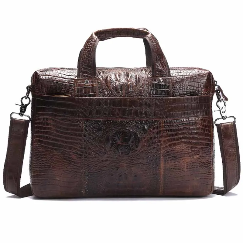 Yishen аллигатора узор из натуральной кожи Для мужчин Портфели Бизнес Сумки Винтаж