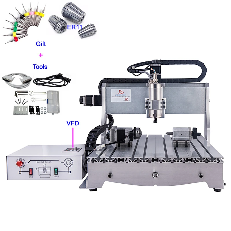Гравировальный станок с 4 осями CNC 6040 800 W шаровой винтовой для резки металла