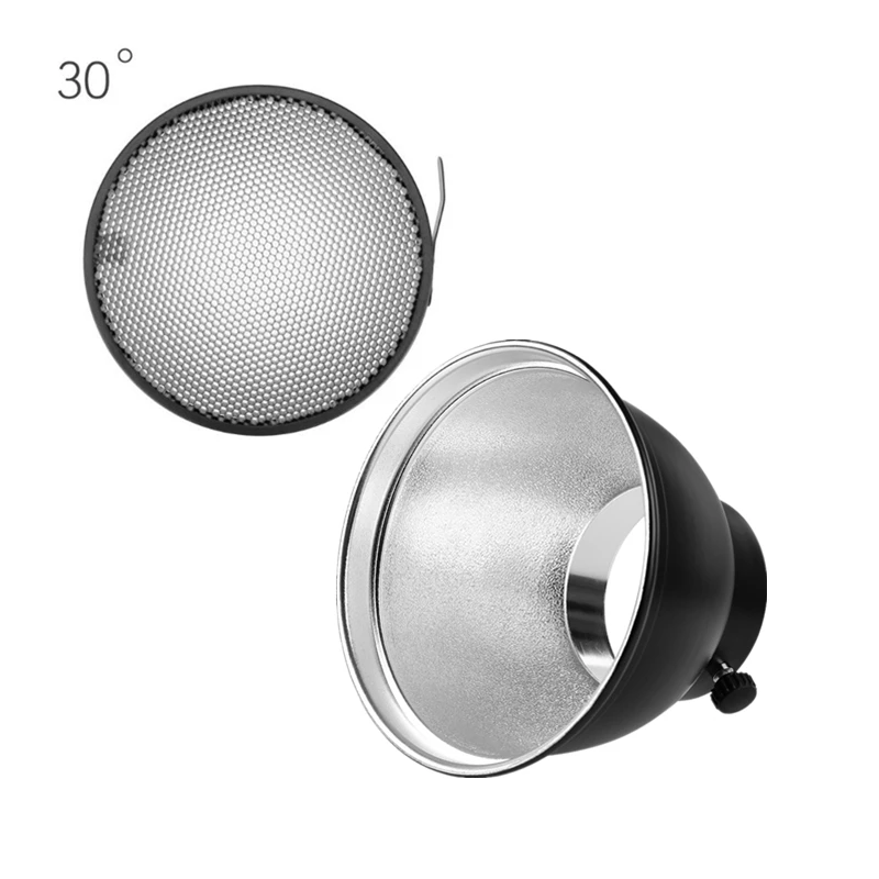 

7" Standard Reflector Diffuser Lamp Shade Dish with 30 Degree Honeycomb Grid for Bowens Mount Studio Strobe Flash Speedlite