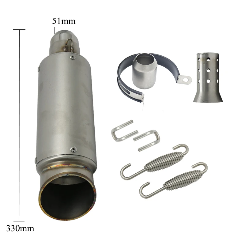 Bevel 51 silencer 51 мм 60 мм Универсальный мотоцикл для SC GP гоночный проект выхлопная труба глушителя спортивный мотоцикл из нержавеющей стали Круглый Титан 4 типа - Цвет: Bevel 51 silencer