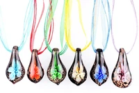 qianbei fashion beauty wholesale 6pcs handmade murano lampwork glass mixed color flower inside pendants charms necklaces new
