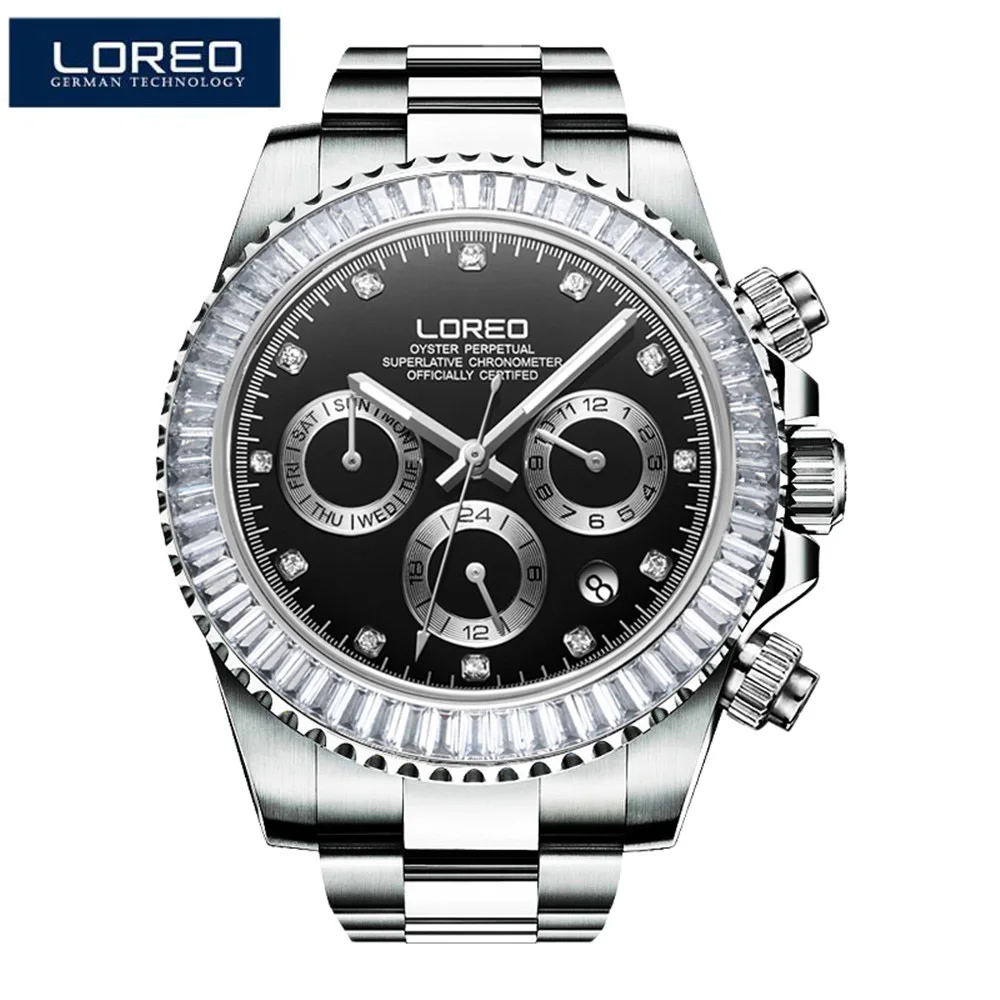 

LOREO 200m waterproof men watches top luxury brand fashion sports watch automatic mechanical watches business clock Relogio