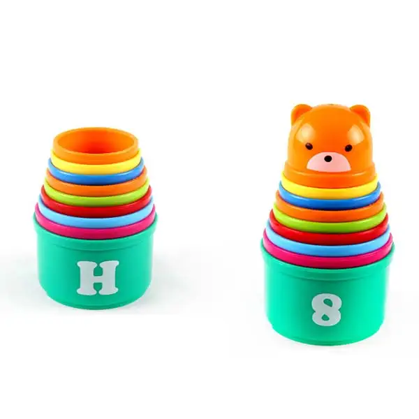 

9pcs Baby Children Kids Educational Toy Building Block Figures Letters Folding Cup Pagoda Gift