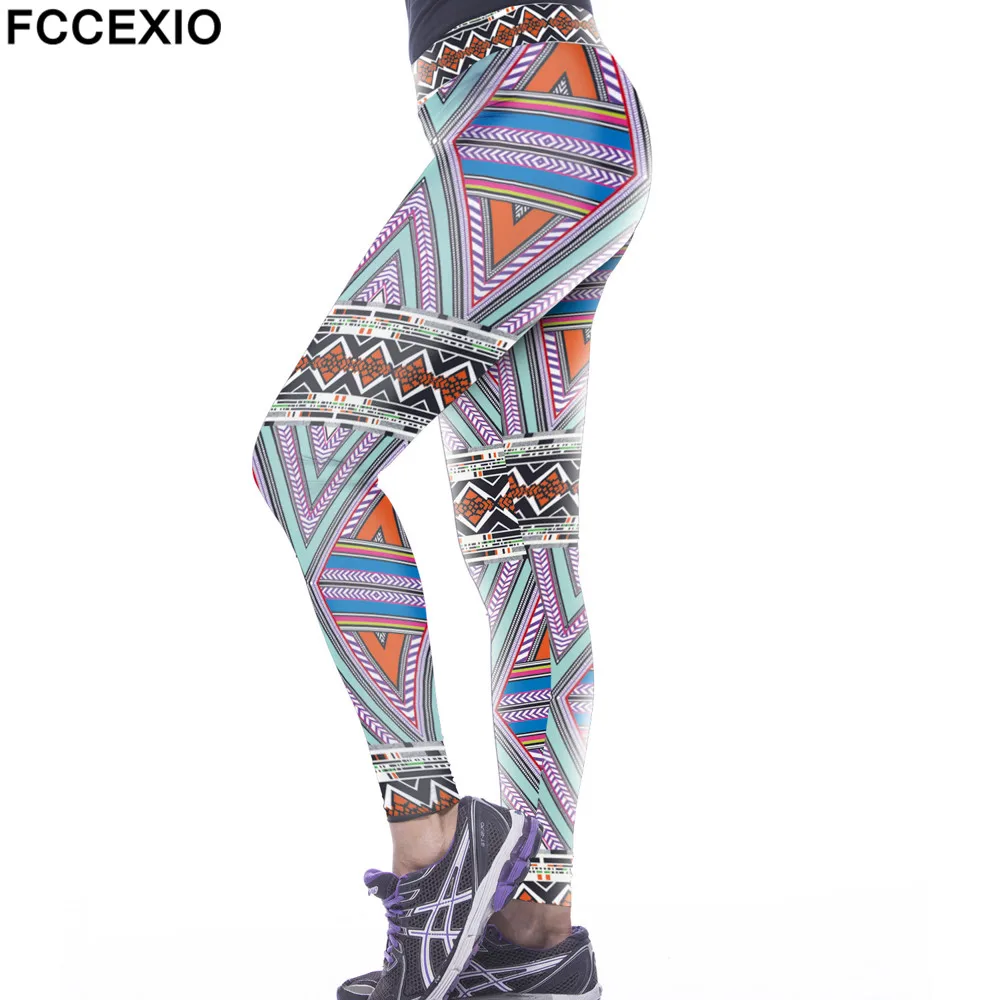 

FCCEXIO New Arrival Leggins Retro Aztec Pattern 3D Printed Leggings Elastic Slim Fit Fitness Women Leggings Pants Soft Trousers