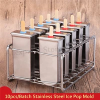10pcsbatch diy stainless steel ice cream popsicle mold summer ice pops maker moulds stick holders more options
