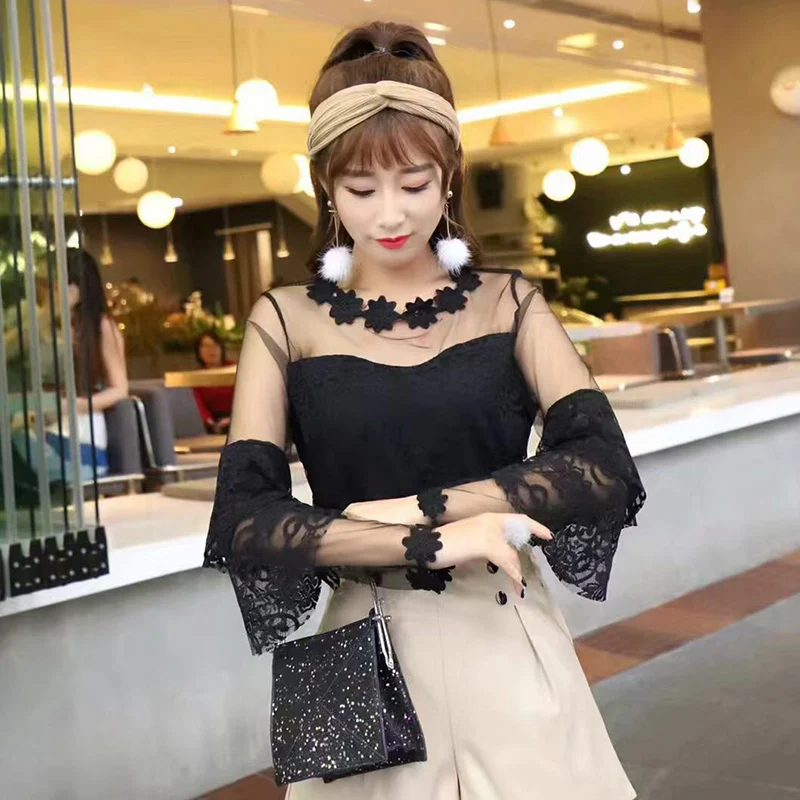 

white black designer moda feminina blusas fashion brand spring women blouses sweet shirts lace hollow out tops vetement femme