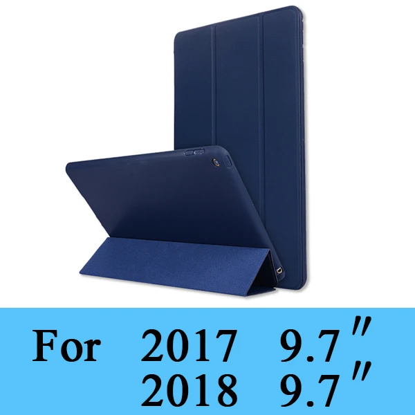 Dark Blue 2017 2018 Rovtop Чехол для iPad 9,7 Air 2 Air 1 Pro 10,5 чехол силиконовый мягкий кожаный смарт-чехол для поколения Funda - Цвет: Dark Blue 2017 2018