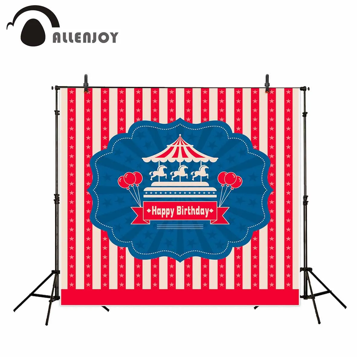 

Allenjoy детский день рождения красные синие полосы карусели фото фон мультфильм звезды воздушный шар baby shower фотография фон