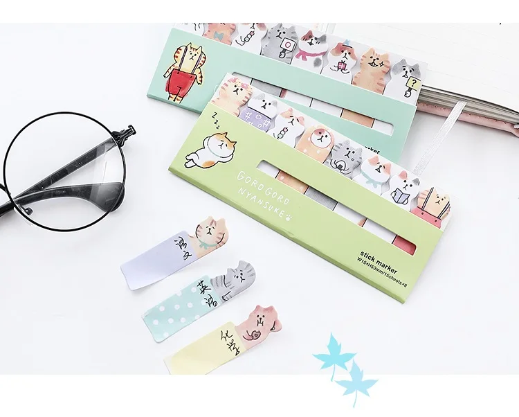 4 шт. Kawaii Кот блокнот для заметок милые кошечки палка маркер мультфильм пост наклейки планировщик канцелярские товары офисные школьные принадлежности A6881