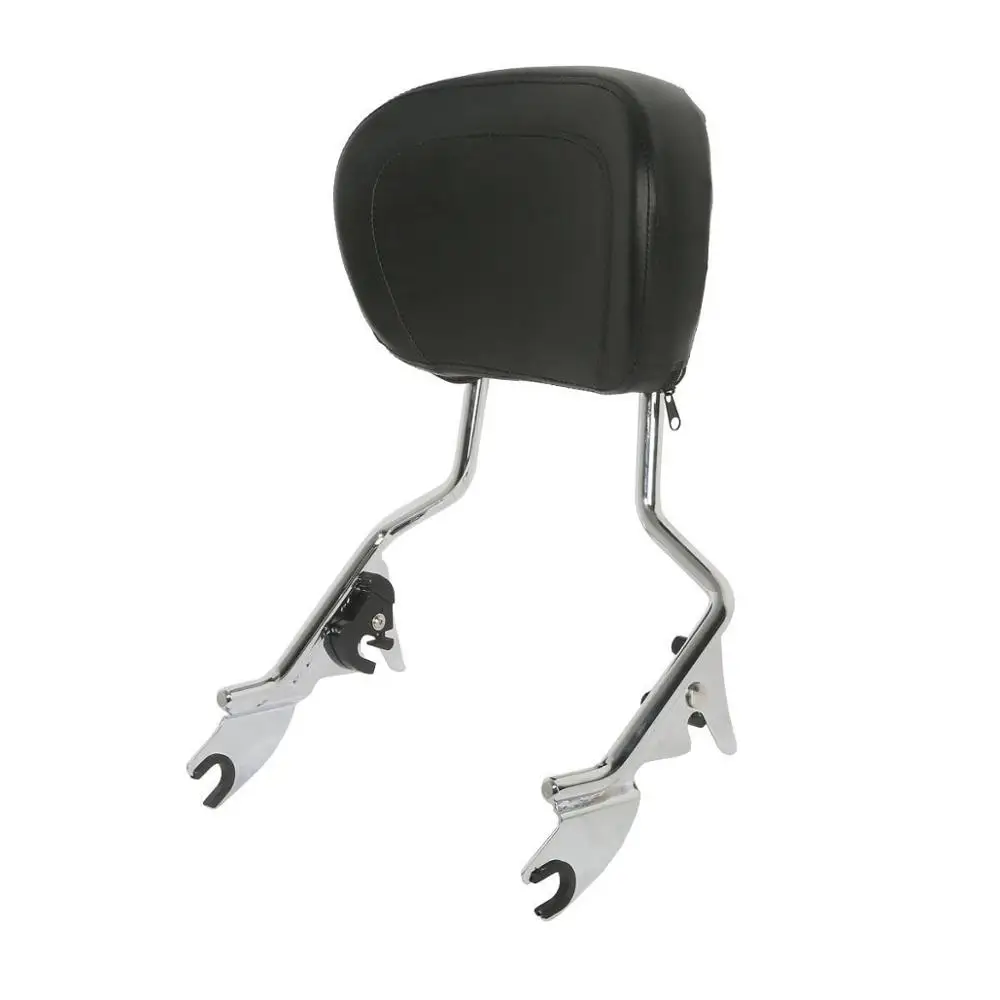 Chrome Мотоцикл Detachables вертикальной спинки Pad Сисси Бар Для Harley Touring Road King Street Glide Electra Glide Ultra 2009 - Цвет: Chrome