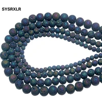 wholesale natural stone electroplated colorful volcanic lava round loose beads for jewelry making diy bracelet 6 8 10 12 mm