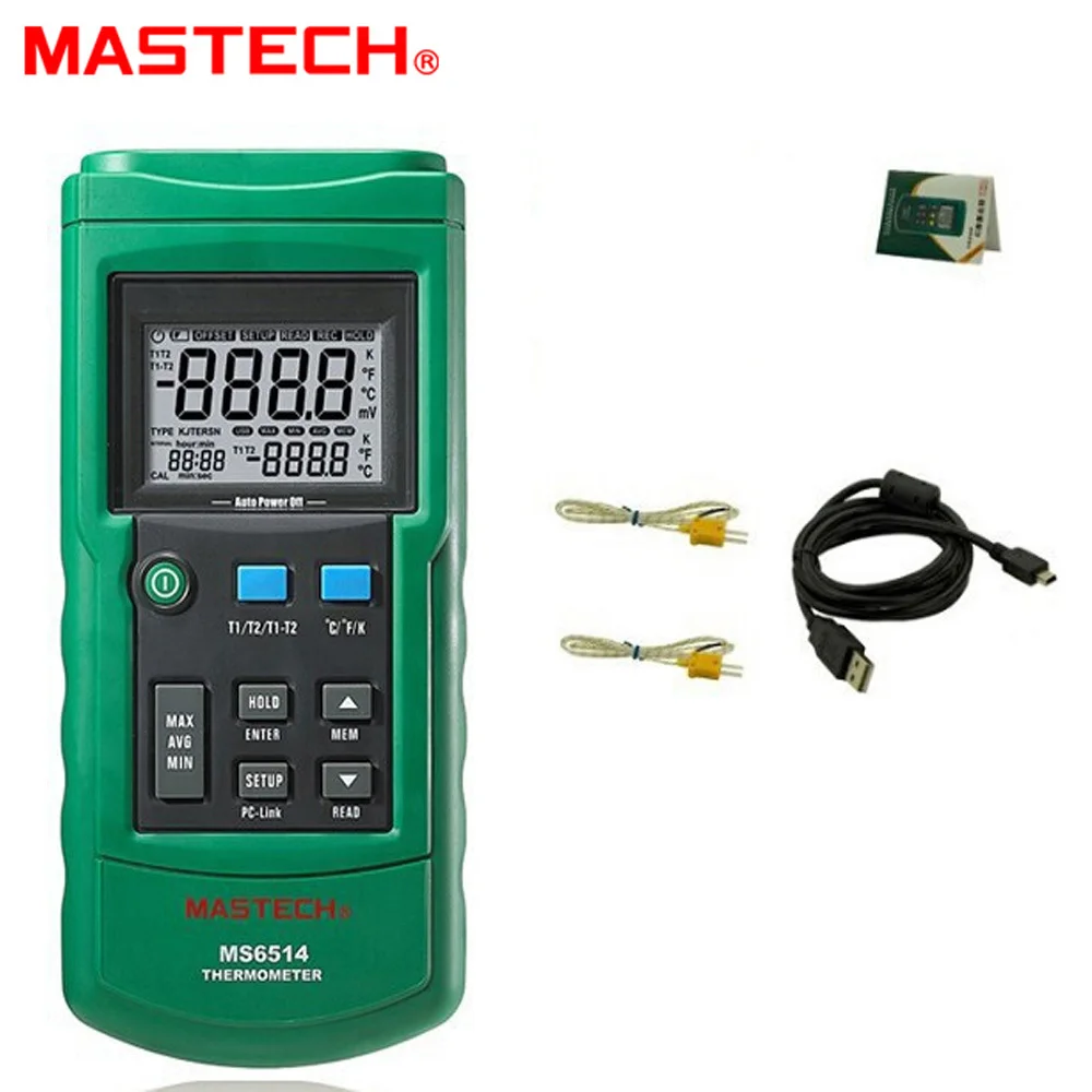Цифровой термометр MASTECH MS6514 двухканальный тестер с USB интерфейсом 1000 наборов