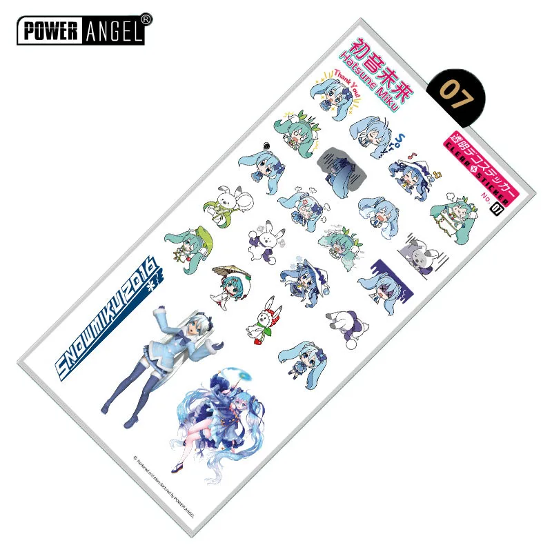 07 PowerAngel пластиковая наклейка s Hatsune Miku мультфильм аниме DIY реквизит телефон ноутбук книга Искусство Наклейка подарок - Цвет: 07