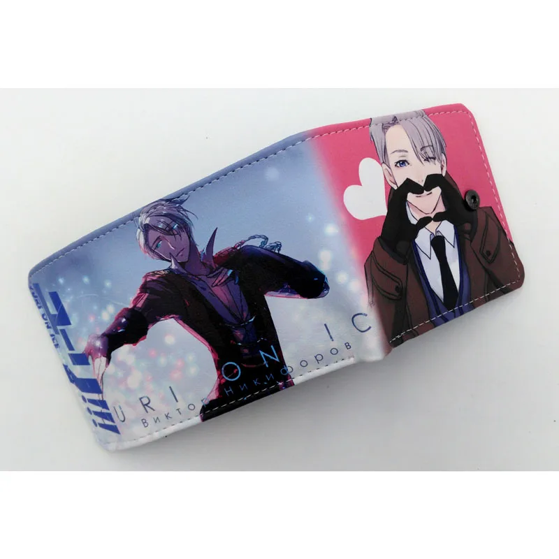 6 стилей Красочные аниме Юри! На льду/Akame Ga KILL PU короткий складной кошелек/кошелек с кнопкой