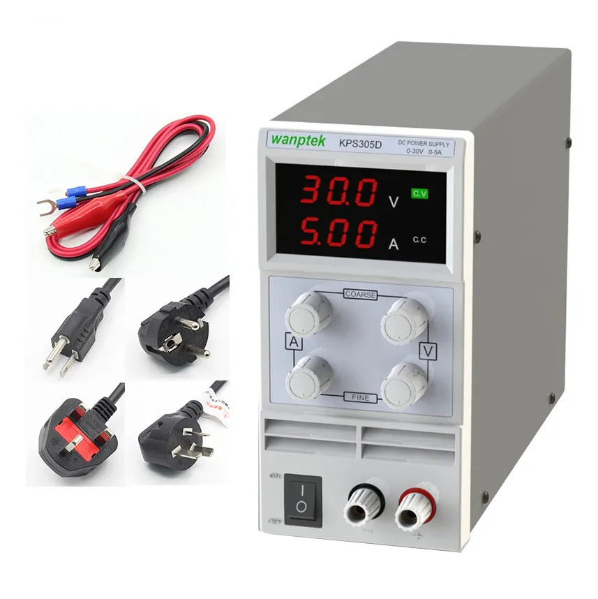 KPS305D A KPS305D 30 В 5A(110 В-230 В США и ЕС) одноканальный Регулируемый цифровой 0.1 В 0.01A DC лаборатории питания+ кабели питания постоянного тока - Цвет: KPS305D A
