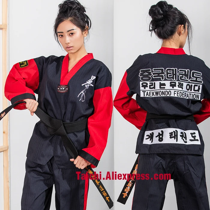 Боевые искусства TKD Tae Kwon Do Корея v-образный вырез для взрослых тхэквондо добок