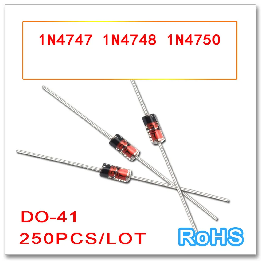 Zener 250 шт. DO 41 1N4747 1N4748 1N4750 DO41 1 Вт 20 в 22 27 1N4747A 1N4748A 1N4750A высокое качество|Запасные