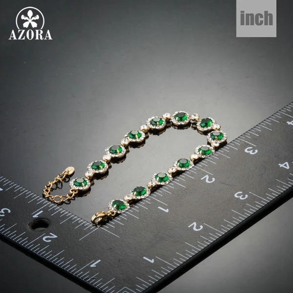 AZORA Glam золотой цвет 13 шт. зеленый высшего качества круглый кубический цирконий