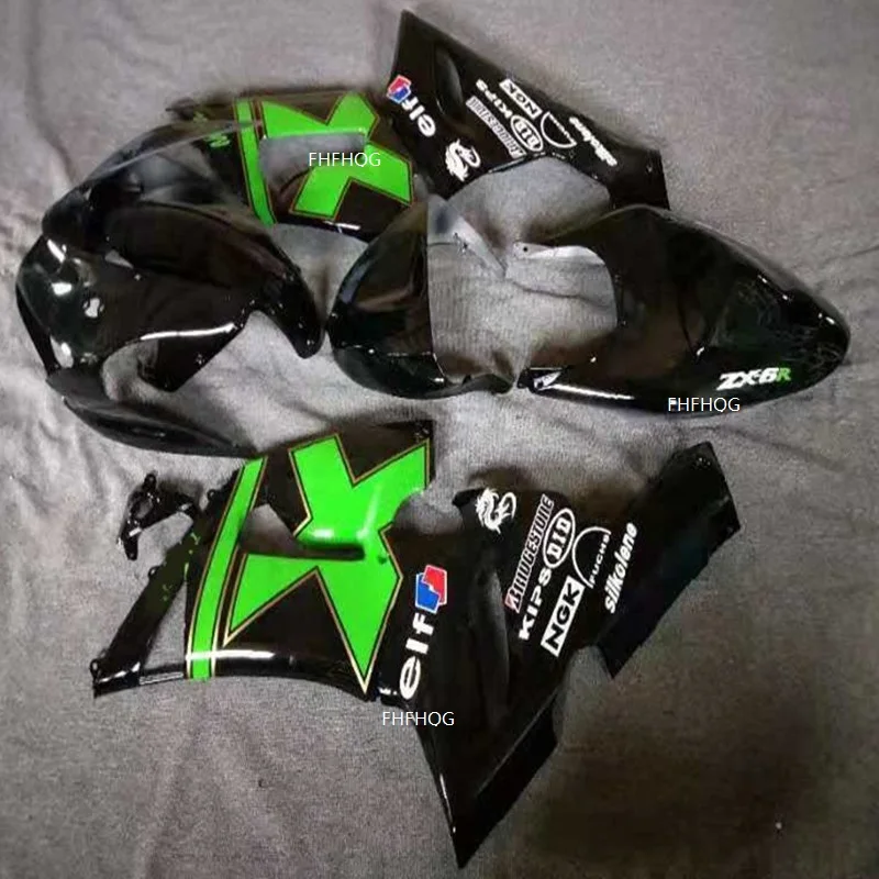 Детали для мотоцикла зеленые/черные подходят Kawasaki NINJA ZX6R 2005 2006 05 06 комплекты