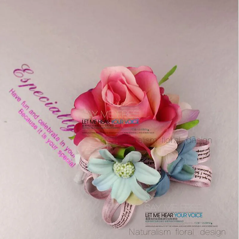 

10Pcs Artificial Rose Wrist flowers business celebration guests wrist flowers wedding groomsmen brooch wedding party supplies