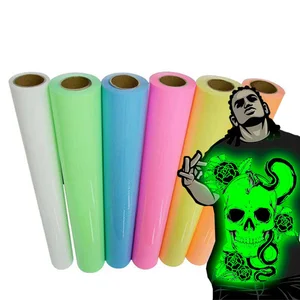 Цветная светящаяся пленка 25 см * 25 см, теплопередающая пленка для футболки, светящаяся в темноте Ночная печать, узоры с номерами для спортивной одежды