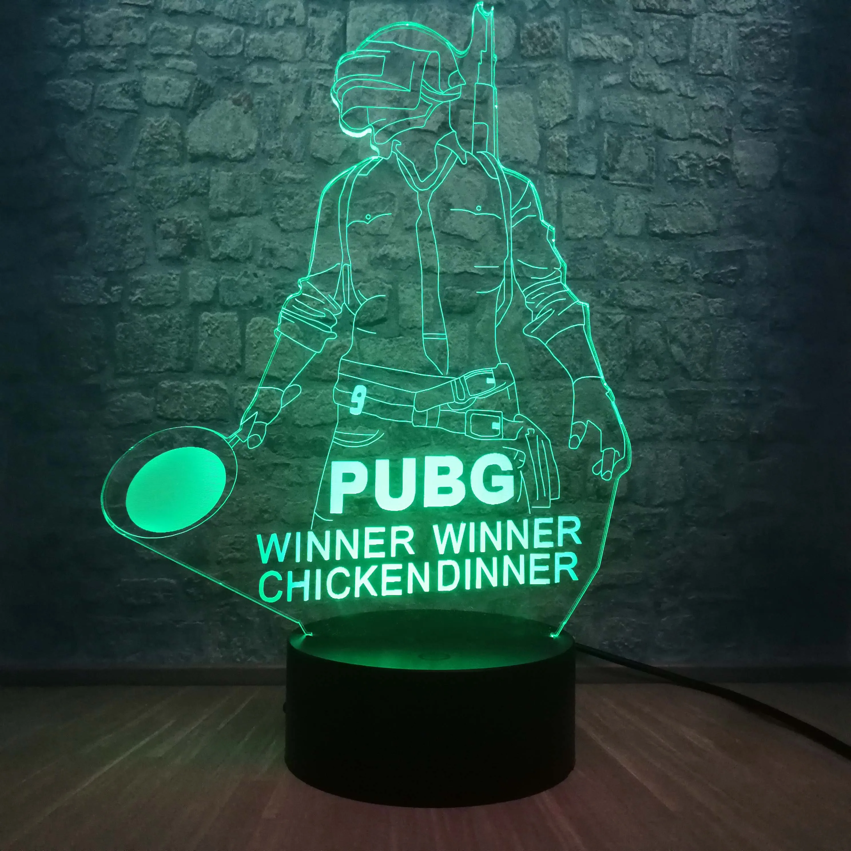 Cool Battle Royale Game PUBG Winner 3D Ночник светильник светодиодный 7 цветов Иллюзия Изменение