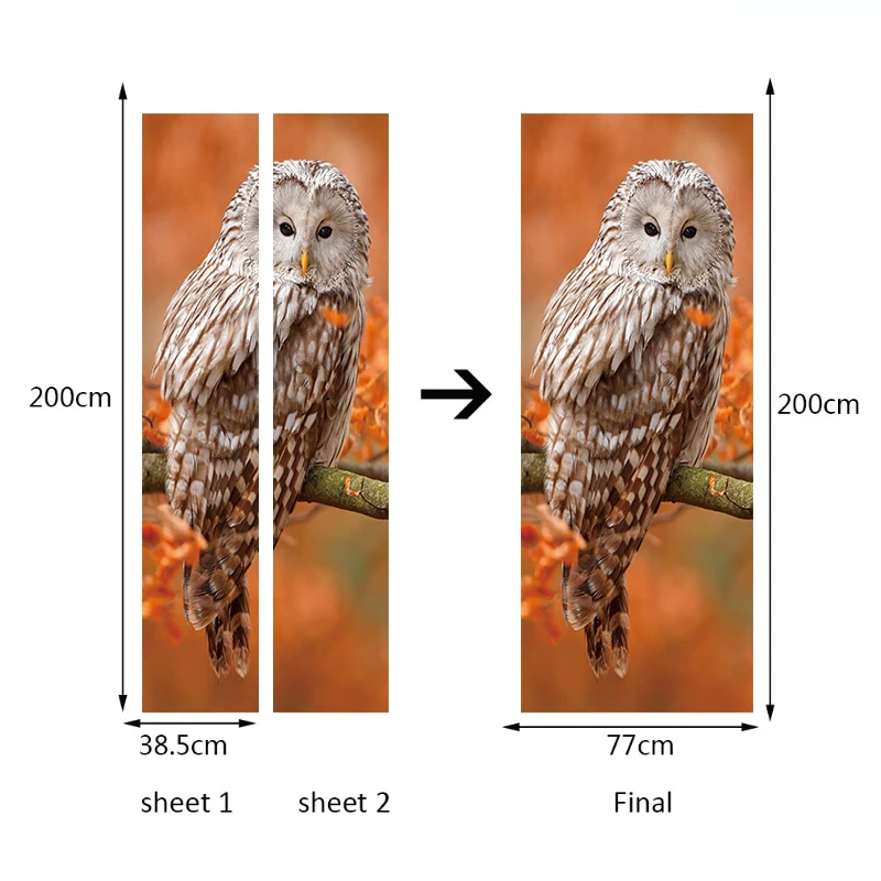 Мультфильм Сова птица дерево дверь наклейки художественный декор дети спальня