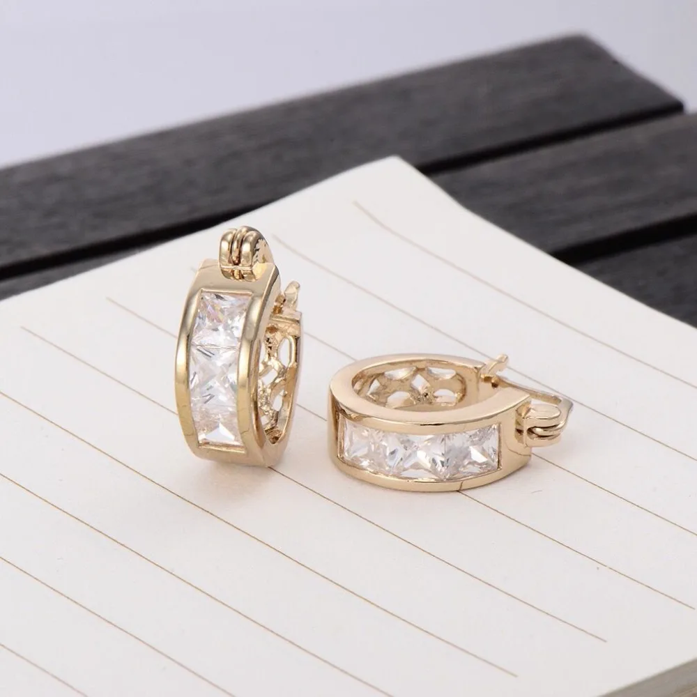 MxGxFam золотой цвет 18 k квадратные серьги-кольца для женщин модные ювелирные изделия AAA+ кубический циркон хорошее качество