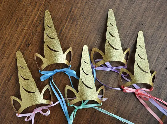 6 шт. тематическая вечеринка на день рождения с единорогом Золотая блестящая