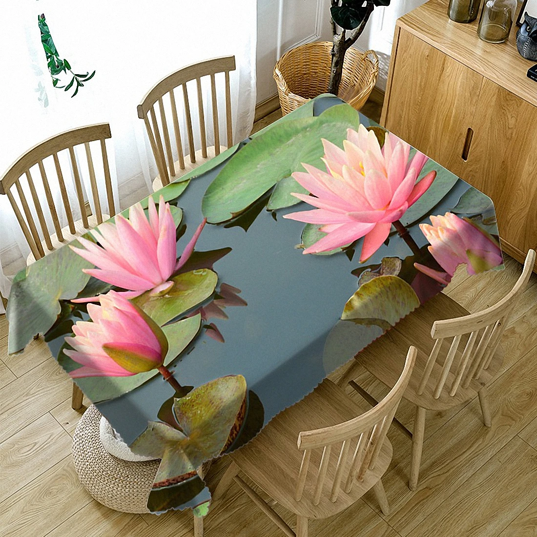 Customizable Tablecloth 3d Classical Lotus Pattern Waterproof Cloth Thicken Rectangular and Round Table for Wedding | Дом и сад