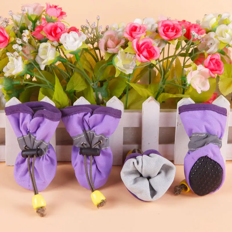 4 шт. непромокаемые зимние ботинки для собак Нескользящие дождливой погоды