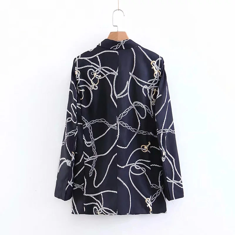 Весенне-осенний Женский Повседневный костюм с принтом цепи куртка длинным