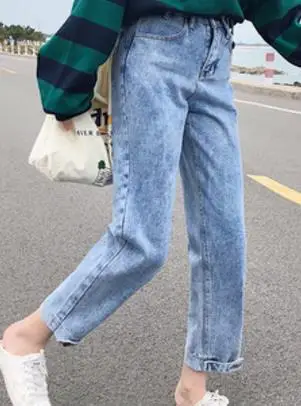 S-XL, 3 цвета, весна, корейский стиль, шикарный стиль, женские джинсовые штаны, повседневные, синие, с высокой талией, джинсы для женщин, прямые штаны(Z8333 - Цвет: Небесно-голубой