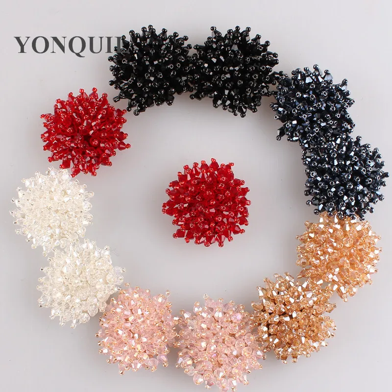 

40 MM Crystal 6 Colors Big Round Sew On Rhinestone Buttons Claw Setting Felt Back Fancy For Hats Dress Accessories 12Pcs/Lot