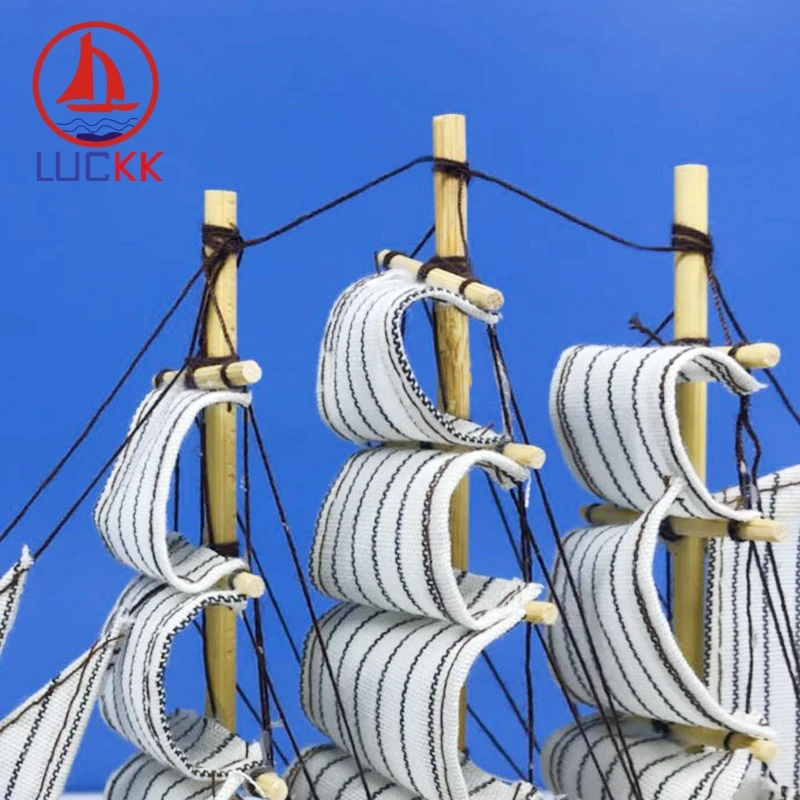 Деревянная модель корабля LUCKK 18 см морская синяя украшение для интерьера дома
