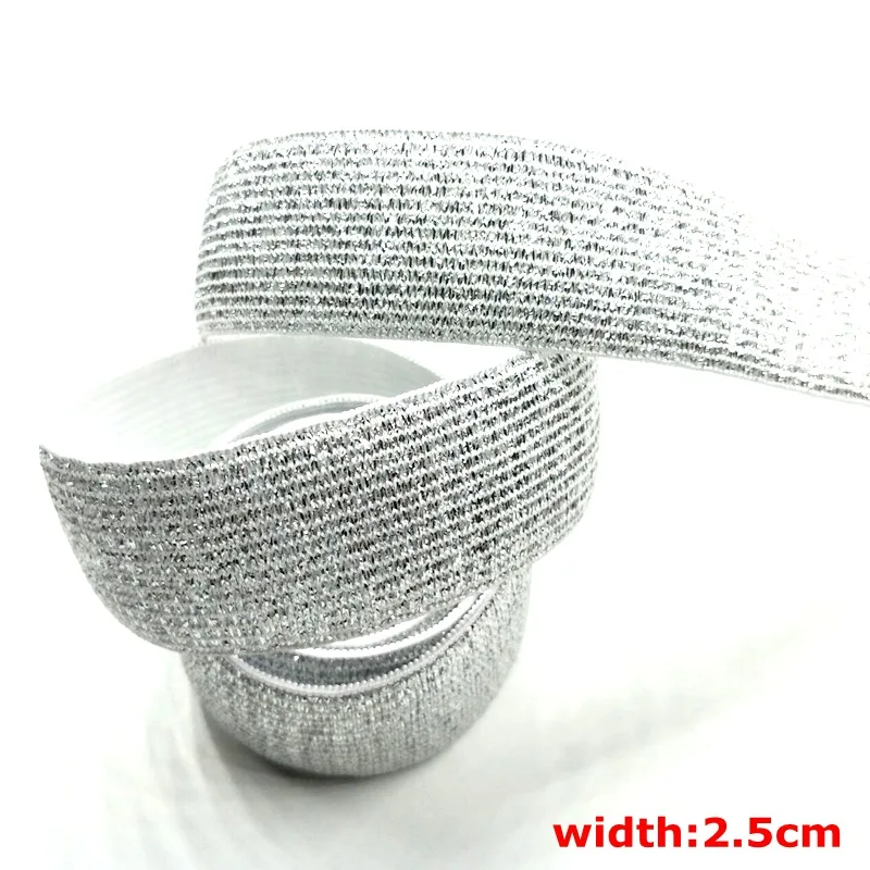 2.5cm silver 1 meter HL 15/20/25/30/35/40/45 мм черный/белый/Золотой/Серебряный нейлон резинки одежды Домашний текстиль Швейные понятия 1 м или 2 м - Цвет: 2.5cm silver 1 meter