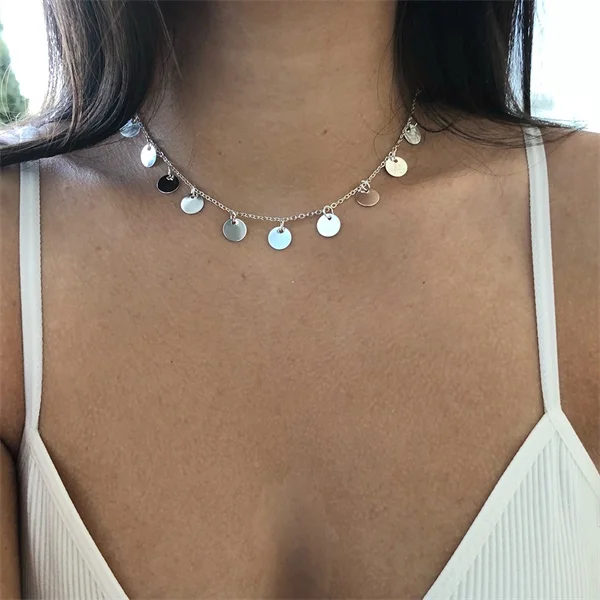 N593-2 Vienkim, модное ожерелье с сердцем для женщин, новинка, короткая цепочка, звезда, подвеска, ожерелье, ювелирный подарок, этническое богемское Колье чокер - Окраска металла: N593-2